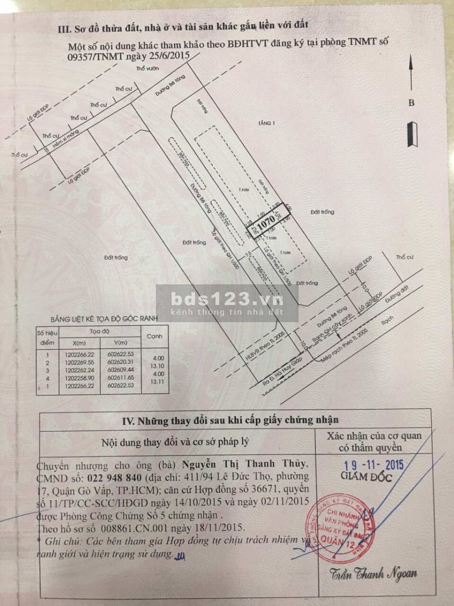 Đất khu dân cư TL29 dt 4 x 13 m2 đường nhựa 6m sổ riêng giá đầu tư