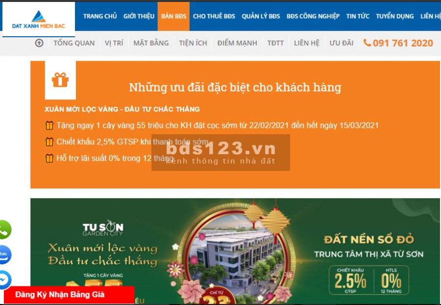 BÁN ĐẤT BTLK DỰ ÁN TỪ SƠN GARDEN CITY