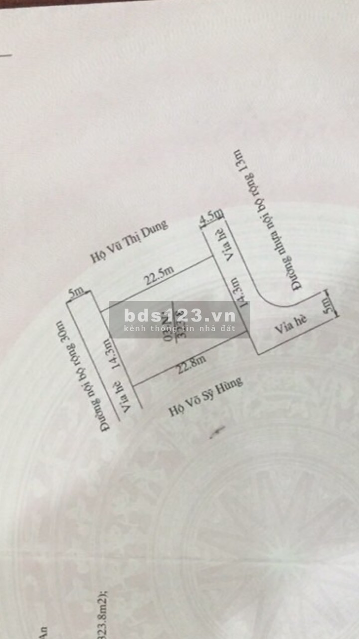BÁN LÔ ĐẤT TRONG KHU PHÚC LỘC 1, LÊ HỒNG PHONG, HẢI AN, HẢI PHÒNG, DTMB 324M2 ĐƯỜNG NỘI BỘ 40 MÉT