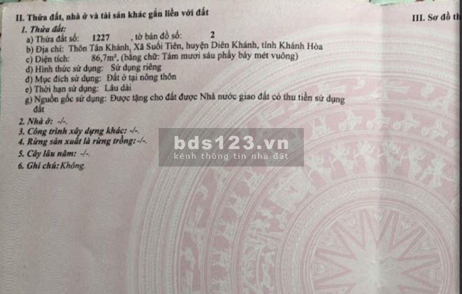 ĐẤT NỀN SUỐI TIÊN- DIÊN KHÁNH GÍA CHỈ 468 TRIỆU/ NỀN- PHÁP LÝ HOÀN CHỈNH