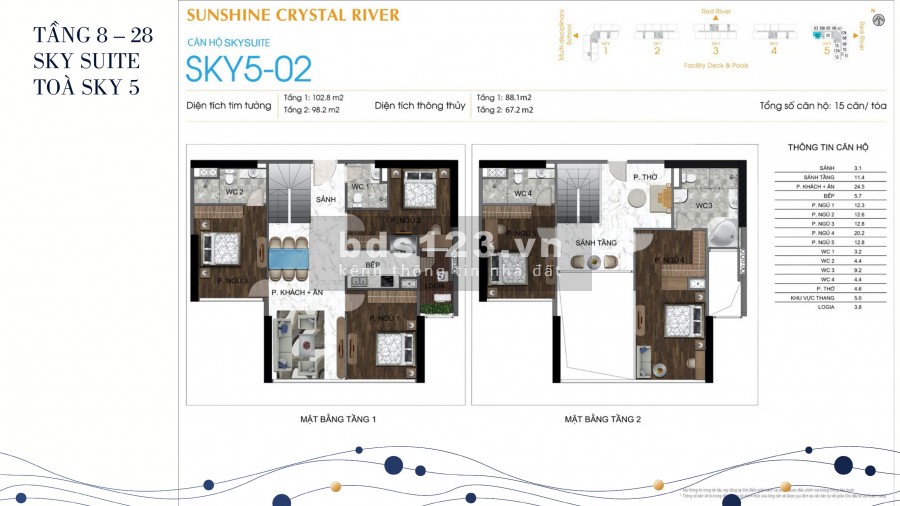 Mở bán căn hộ Skyvillas 2 tầng Cao Cấp tại quận Tây Hồ, giá cực hấp dẫn