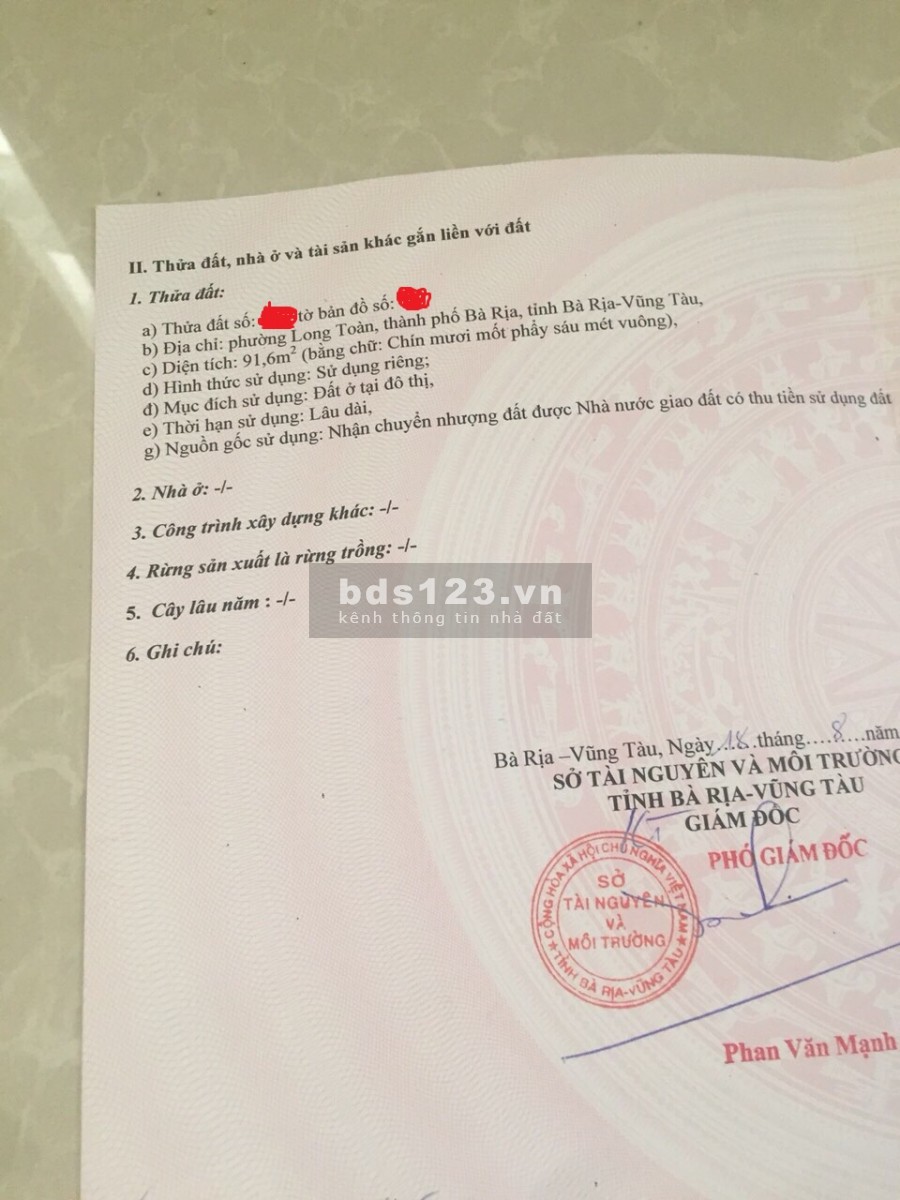 Bán đất MT Phan Thanh Giản, Long Toàn, TP Bà Rịa
