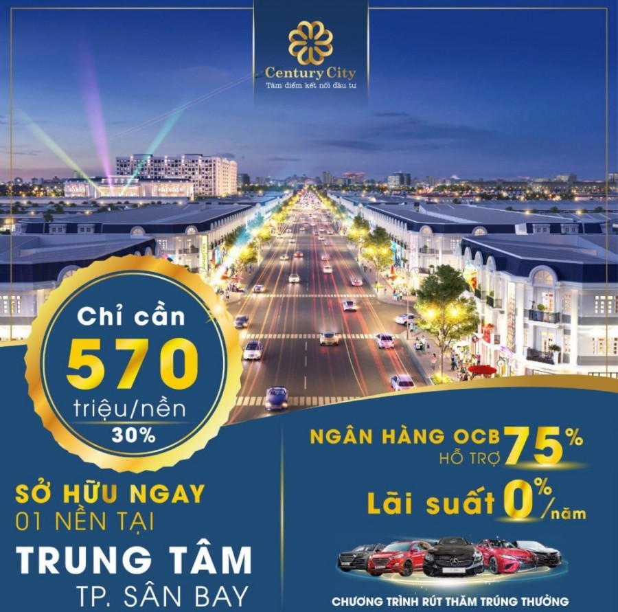 Giá sàn đất nền KHU ĐÔ THỊ CENTURY CITY !uy tín là thước đo để thành công!