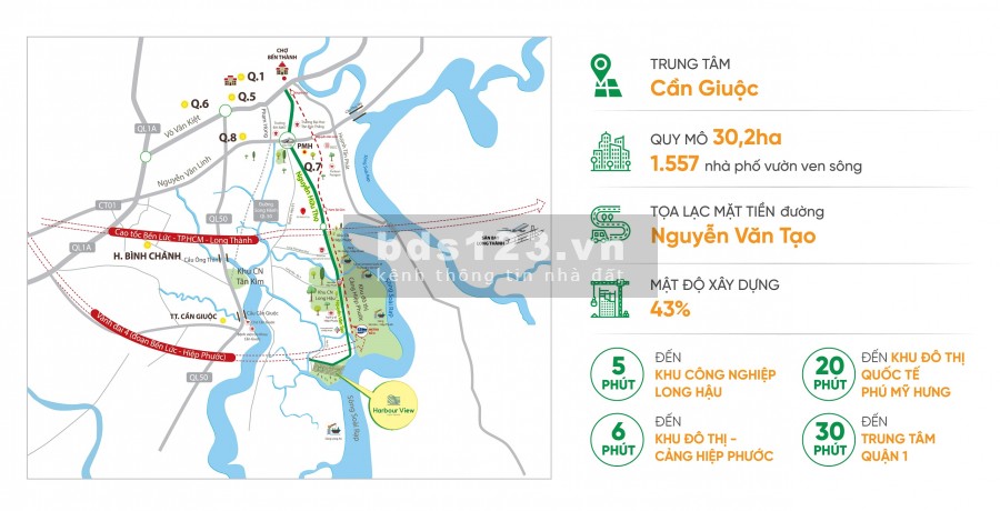 Bán đất nền phân Lô Hiệp Phước Habour View đường Nguyễn Văn Tạo Huyện Cần Giuộc.Giá 1.5tỷ