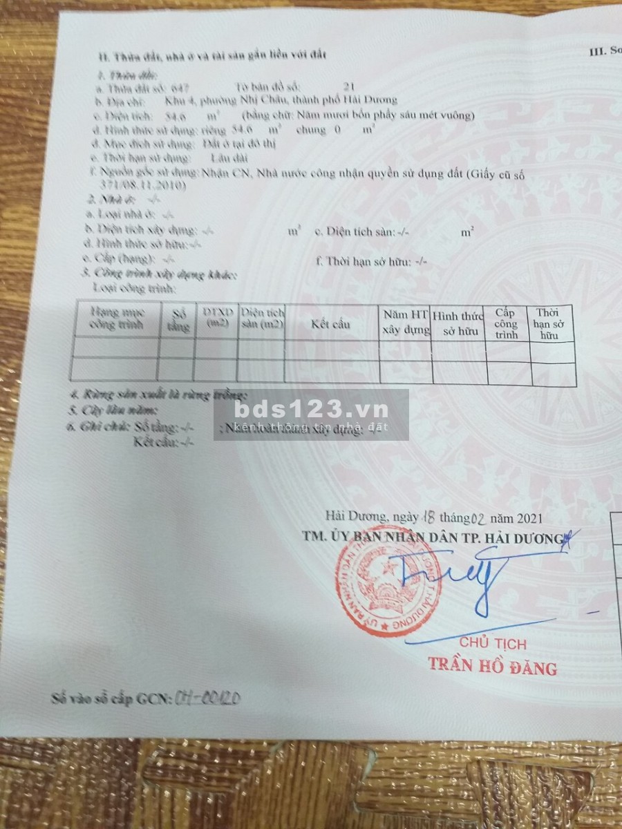 Bán đất mặt phố Lý Quốc Bảo, lô góc, 56.4m2, mt 4.29m, hướng nam, 1.63 tỷ