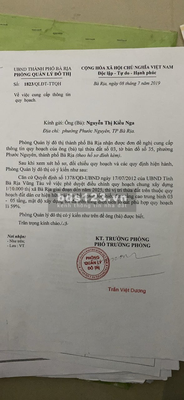 Cần Bán Lô Đất Đẹp Sổ Riêng Phước Nguyên Uy Tín Số 1 Bà Rịa