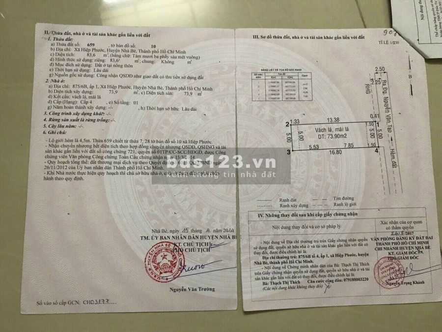 Bán nhà trong hẻm Nguyễn Văn Tạo, Nhà Bè
