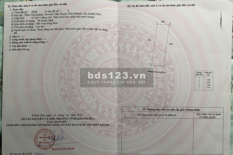 Bán đất Suối Tiên CHÍNH CHỦ 5tr/m2 (có thương lượng nhẹ)