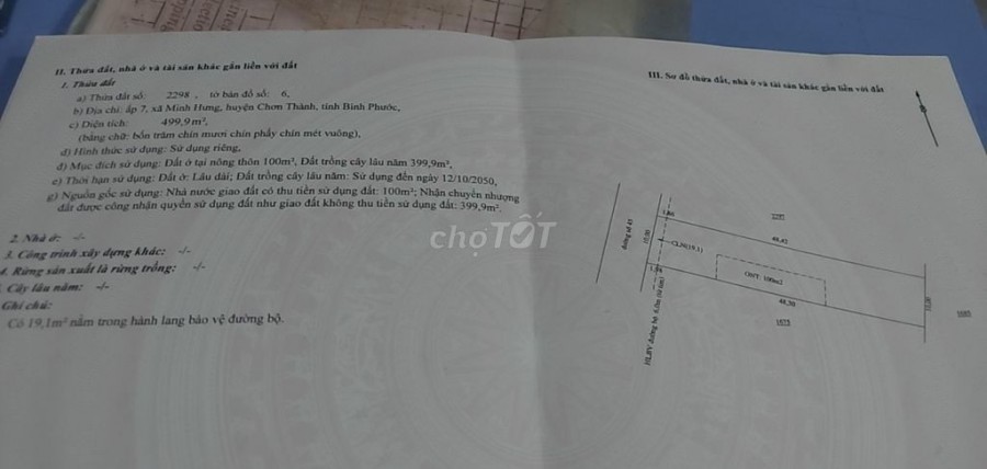 BÁN ĐẤT RẪY TẠI Ql 13, Xã Minh Hưng, Huyện Chơn Thành, Bình Phước