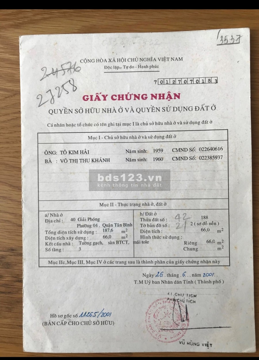 Chính chủ cần bán nhà MT Giải Phóng, Tân Bình
