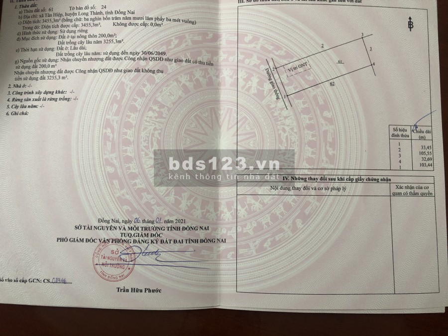 Sang nhượng lô đất mặt tiền đường Tân Hiệp, 32m ngang có 200m2 thổ cư, gần đường liên 4 xã.