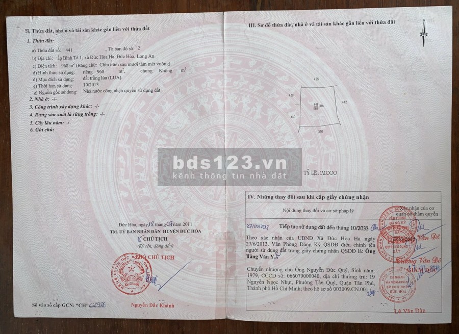 Chính chủ cần bán đất thị trấn Đức Hòa