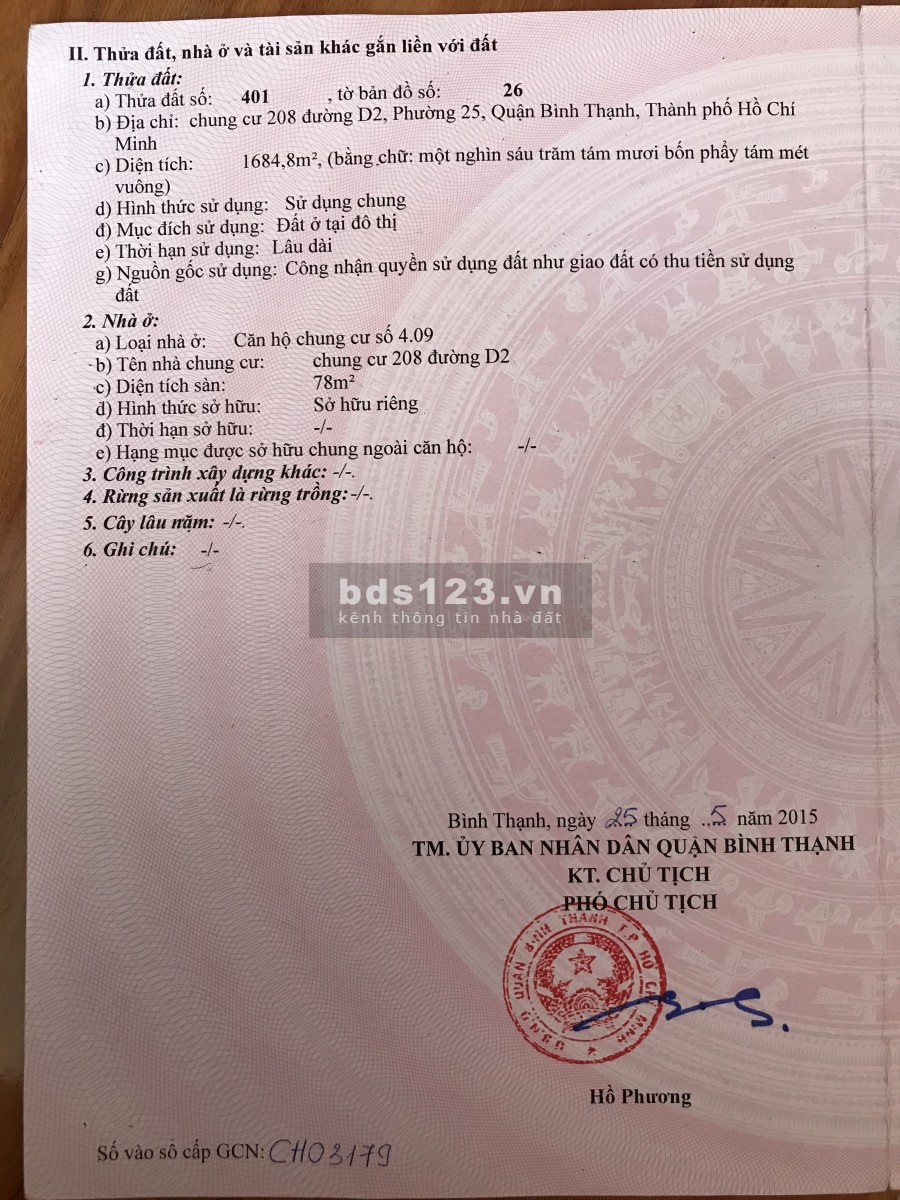Bán căn góc Chung cư 208 mặt đường Nguyễn gia trí