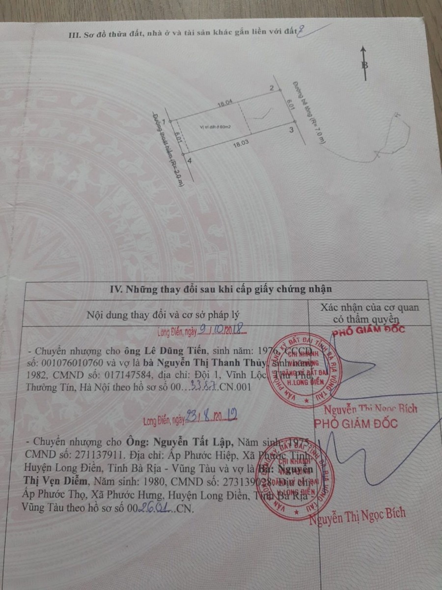 CHÍNH CHỦ CẦN BÁN ĐẤT HUYỆN LONG ĐIỀN – TỈNH BÀ RỊA – VŨNG TÀU