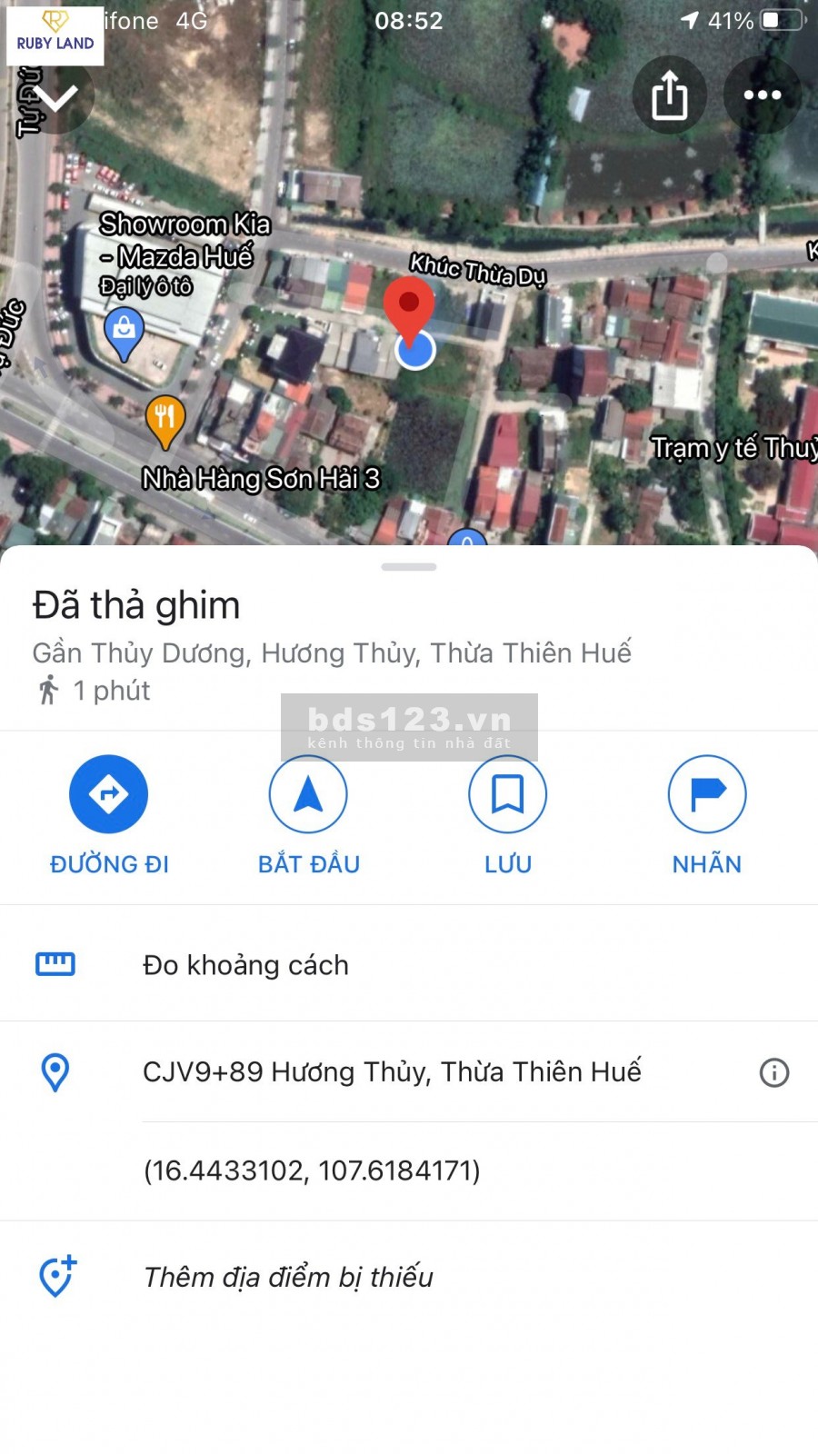 Đất Đẹp Gần Cầu Vượt Thủy Dương Đường Rộng Thênh Thang