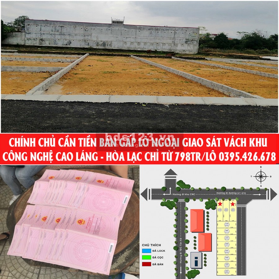 CHÍNH CHỦ BÁN GẤP SUẤT NGOẠI GIAO GIÁ HẠT RẺ NGAY KHU CNC HÒA LẠC 0395426678