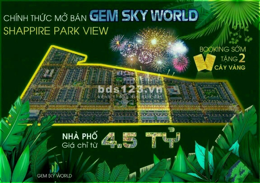 Shophouse nhà phố xây sẵn phân khu Saphire Gem Sky World giá đầu tư chỉ 4.5 tỷ lhcc