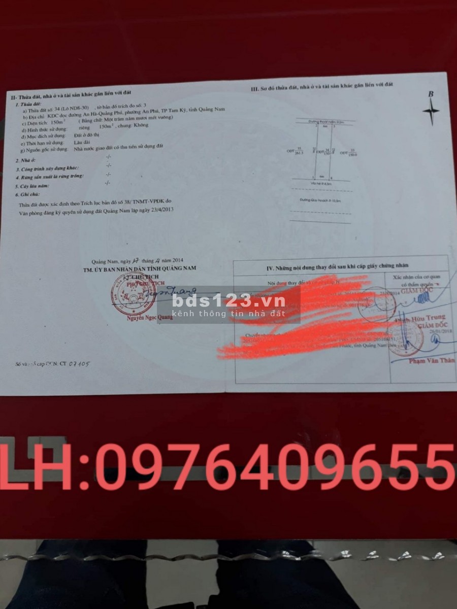 Chính chủ bán 150m2 đât An Phú, Tam Kỳ, Quảng Năm, giá 1.85 tỷ.