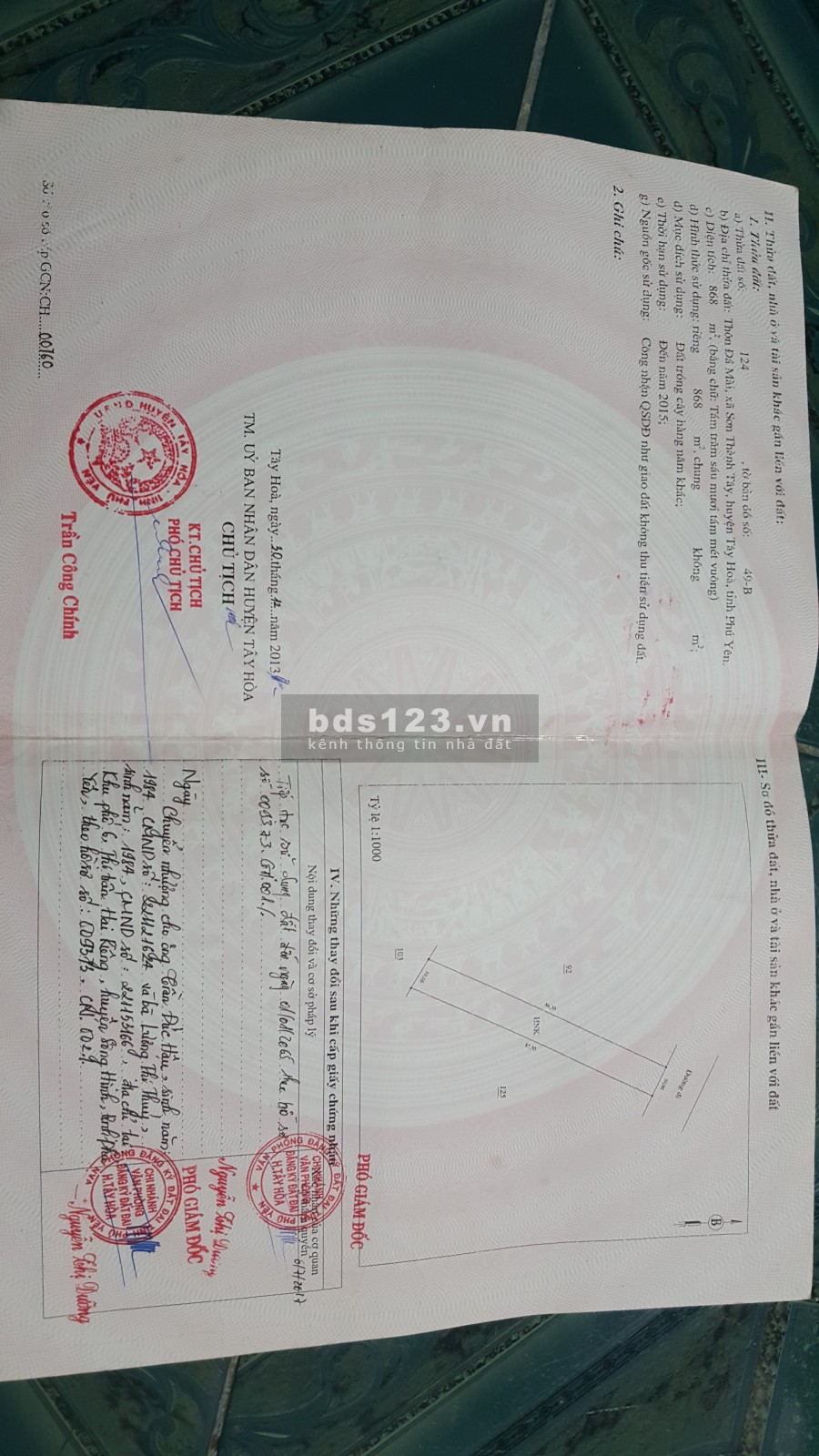 Đất Sơn Thành Tây mặt tiền ql 29 cách ubnd xã 70m