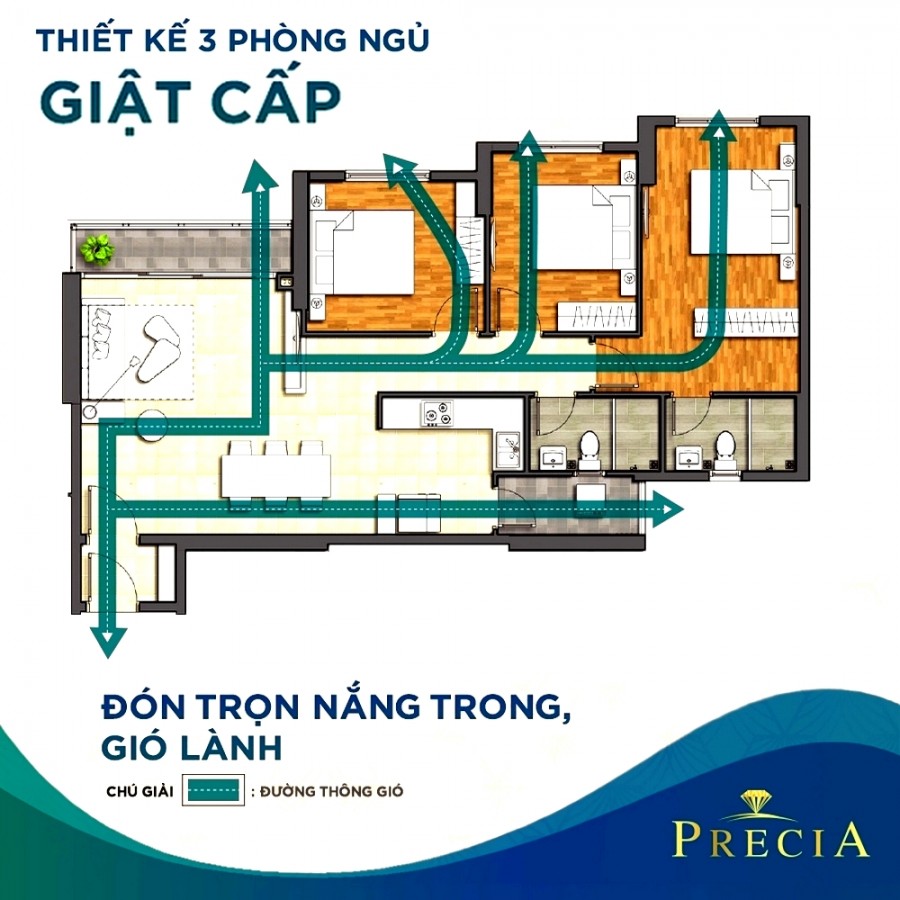 CĂN HỘ 3PN QUẬN 2 - DỰ ÁN PRECIA - ĐT: 0909434409