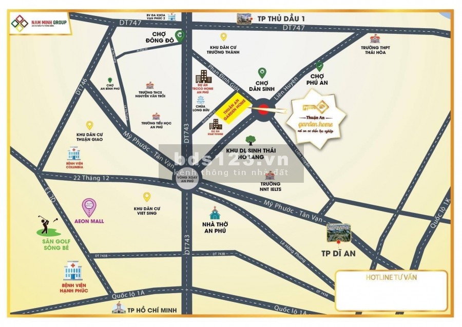 Đất nền An Phú Thuận An, với lợi thế 2 mặt tiền đường