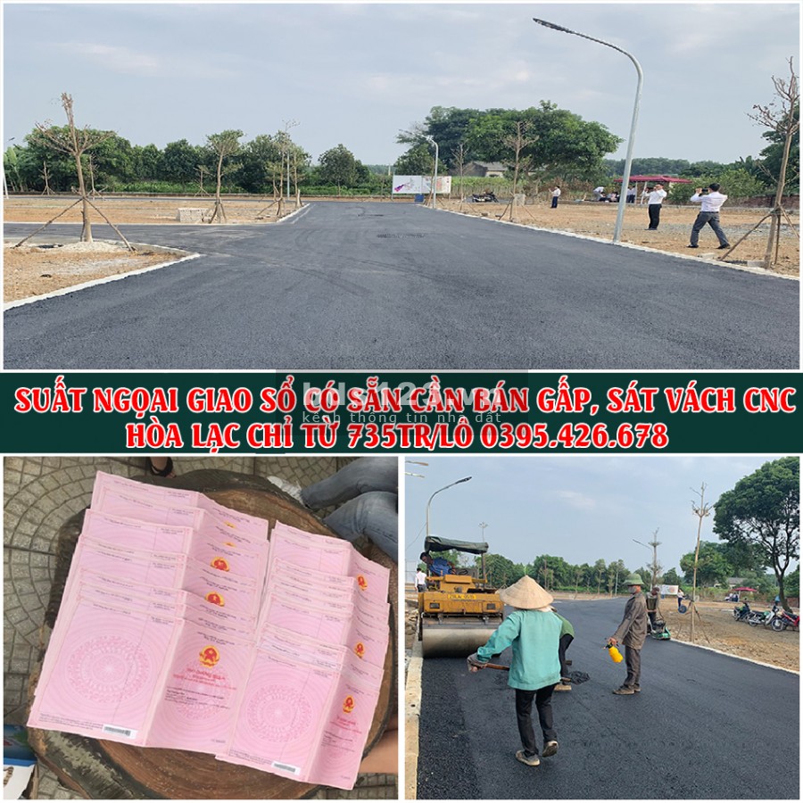 BÁN ĐẤT SỔ CÓ SẴN, SÁT VÁCH KHU CNC HÒA LẠC 0395426678