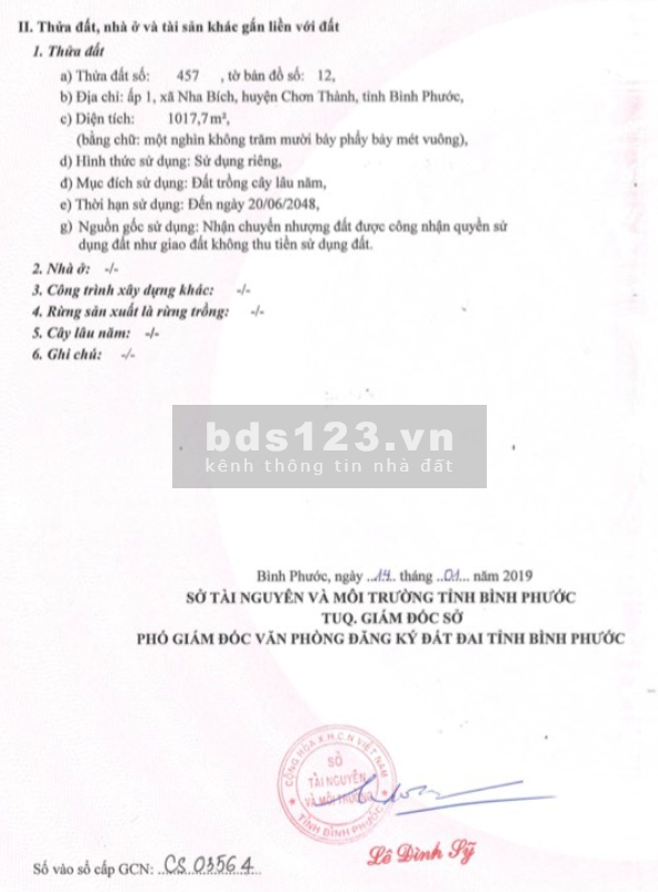 Bán GẤP đất ấp 1 Nha Bích Chơn Thành 1018m2 - 590tr