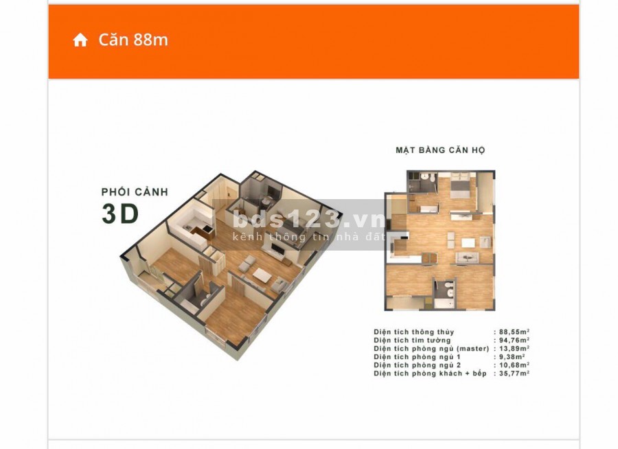 Bán chung cư 88m2 có sổ tại Hà Đông