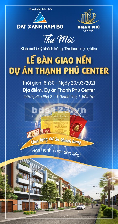 Đất mặt tiền chợ thị trấn Thạnh Phú tỉnh Bến Tre
