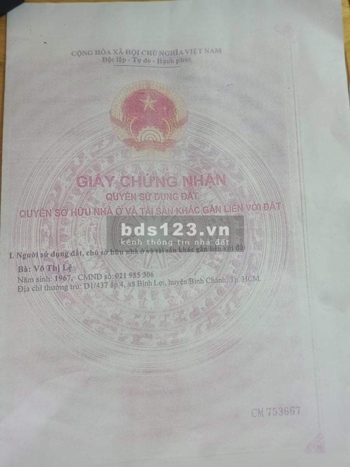 BÁN ĐẤT ĐƯỜNG VƯỜN THƠM, BÌNH CHÁNH