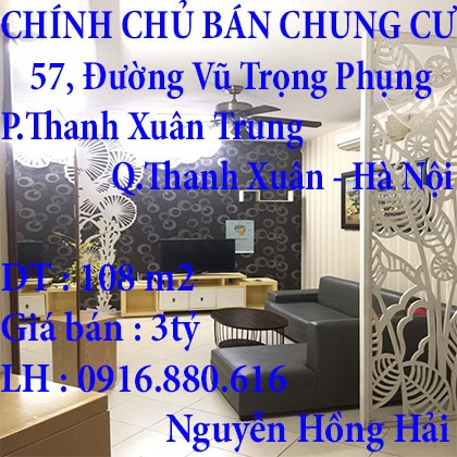 CHÍNH CHỦ BÁN CHUNG CƯ VŨ TRỌNG PHỤNG PHƯỜNG THANH XUÂN TRUNG QUẬN THANH XUÂN HN