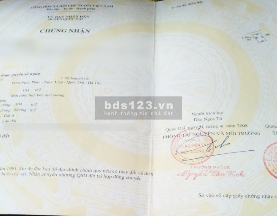 Bán Đất Quốc Oai Giá Cực Rẻ Gần Chợ Gần Bệnh Viện Nhi Trung Ương 2