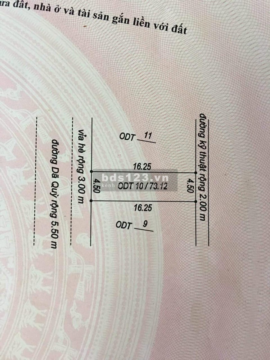 Bán đất đường Dã Quỳ, Đại An 1, TP HD, 73.12m2, mt 4.5m, hướng Tây, 1.45 tỷ
