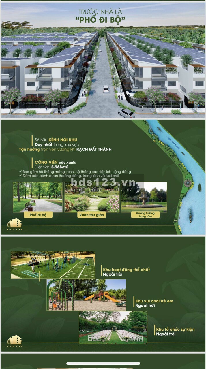 900 triệu (25%) sở hữu nhà phố ven sông liền kề KCN Long Hậu