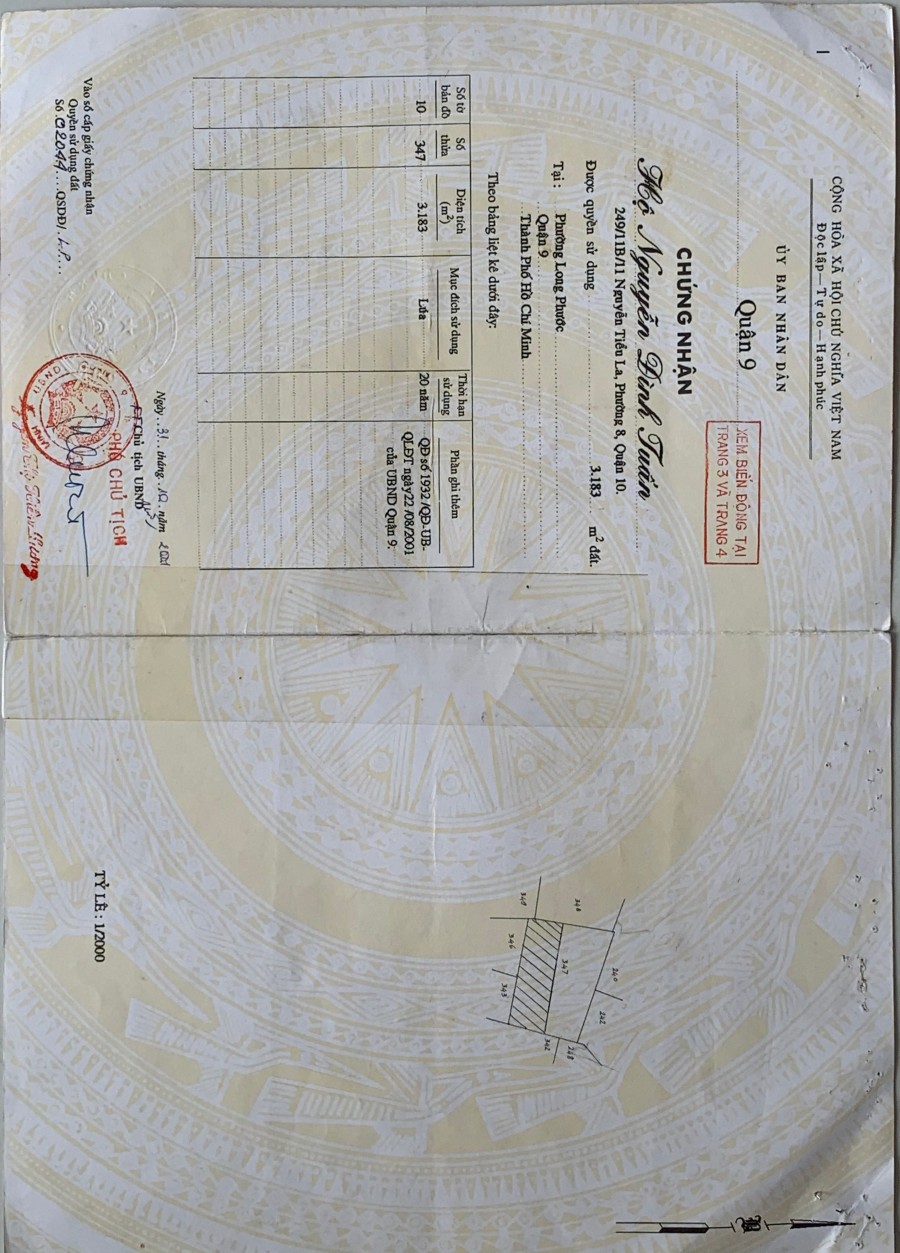 Chính chủ gửi bán nhanh lô đất Long Phước Q9 TP Thủ Đức. Tiện xây Bt vườn nghỉ dưỡng giá tốt chưa qua đầu tư.