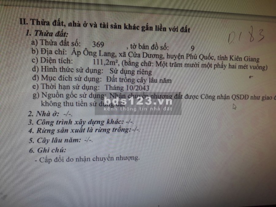 ĐẤT ÔNG LANG PHÚ QUỐC GIÁ TỐT TIỀM NĂNG SỔ ĐỎ CHíINH CHỦ