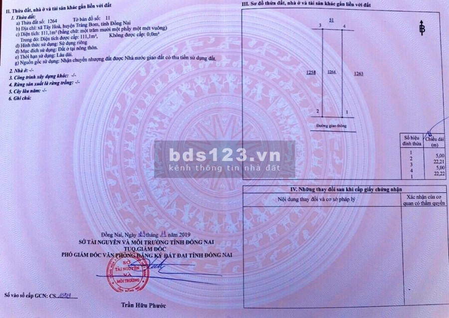 Bán lô đất nền thổ cư 100% liền kề KCN Bàu Xéo. Đối diện trường cấp 2 Huỳnh Túc Kháng.