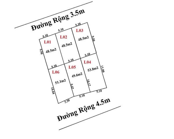 48m Đông Lai, Quang Tiến, Sóc Sơn, 550 triệu/lô, MT: 5M, đường 4,5m, cach KCN NỘI BÀI 1km