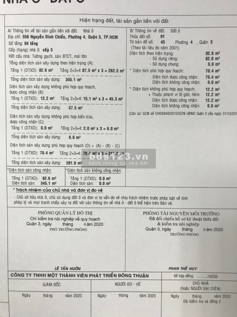 Bán nhà Quận 3, 2 mặt tiền đường Nguyễn Đình Chiểu