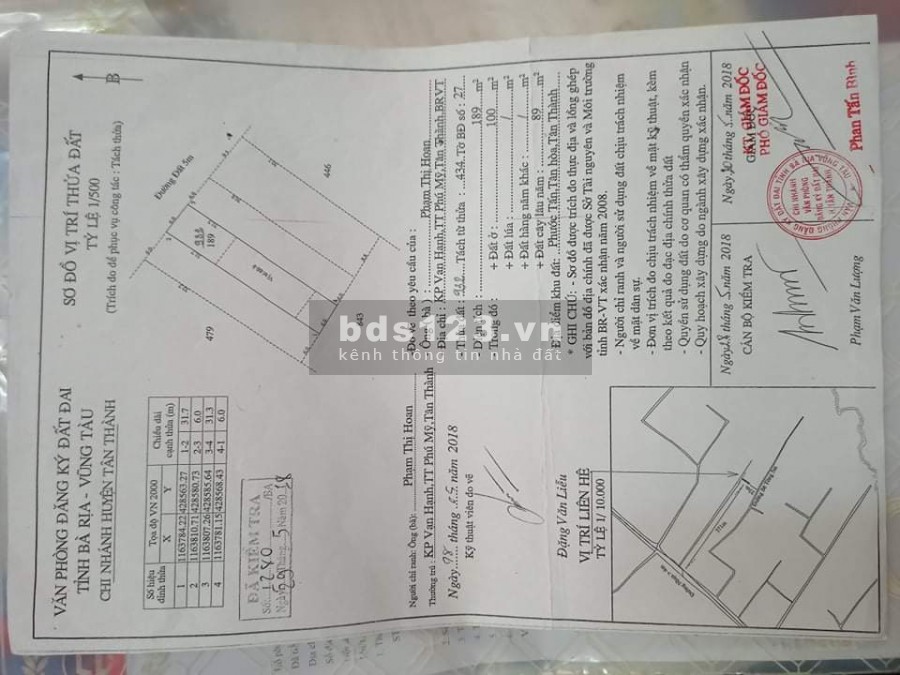 BÁN ĐẤT THỔ CƯ SỔ RIÊNG PHÚ MỸ