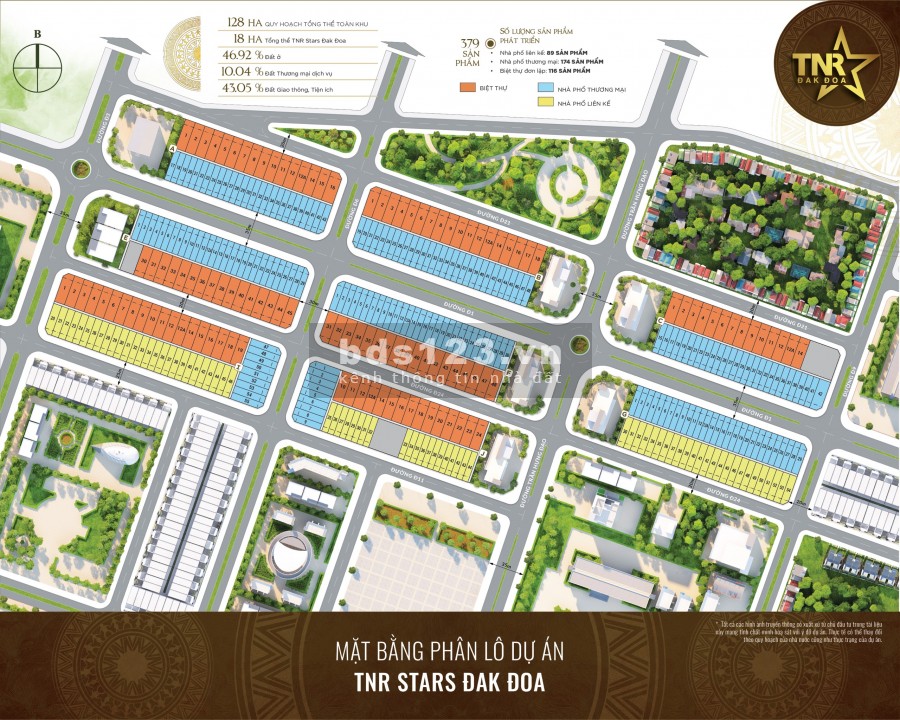 Mở bán đợt đầu Khu đô thị vệ tinh TP.Pleiku TNR Stars Đăk Đoa Gia Lai