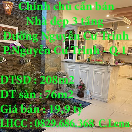 Chính chủ cần bán nhà tại Đường Nguyễn Cư Trinh Phường Nguyễn Cư Trinh Quận 1 TP.HCM