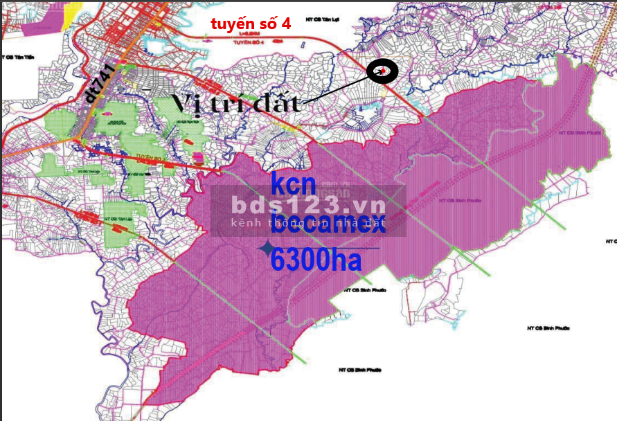 Bán vài lô đất tuyến số 4 dẫn vào khu công nghiệp becamex 6300HA, đường 28m, sổ hồng riêng