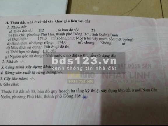 Bán đất Súc Sản - Phú Hải, đường nhựa 22m, 174 m2, nhìn ra sông Nhật Lệ & dự án Sơn Hải
