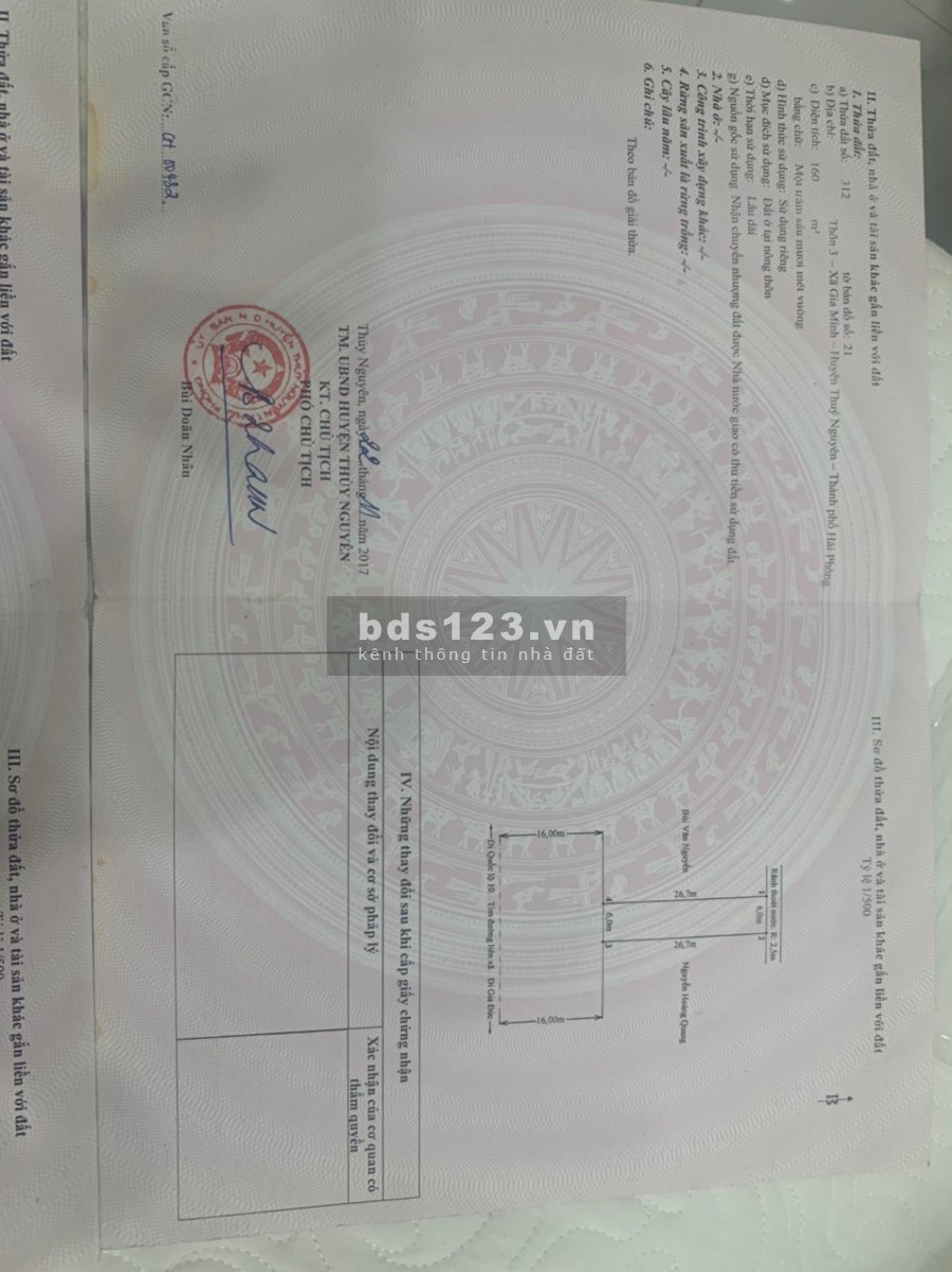 Mở bán 2 Lô Đất Mặt Đường Gia Minh Thuỷ Nguyên Hải Phòng 160m