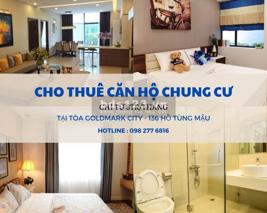 Cho thuê căn hộ chung cư GoldMark City Hồ Tùng Mậu Bắc Từ Liêm giá 8tr/tháng 2 ngủ