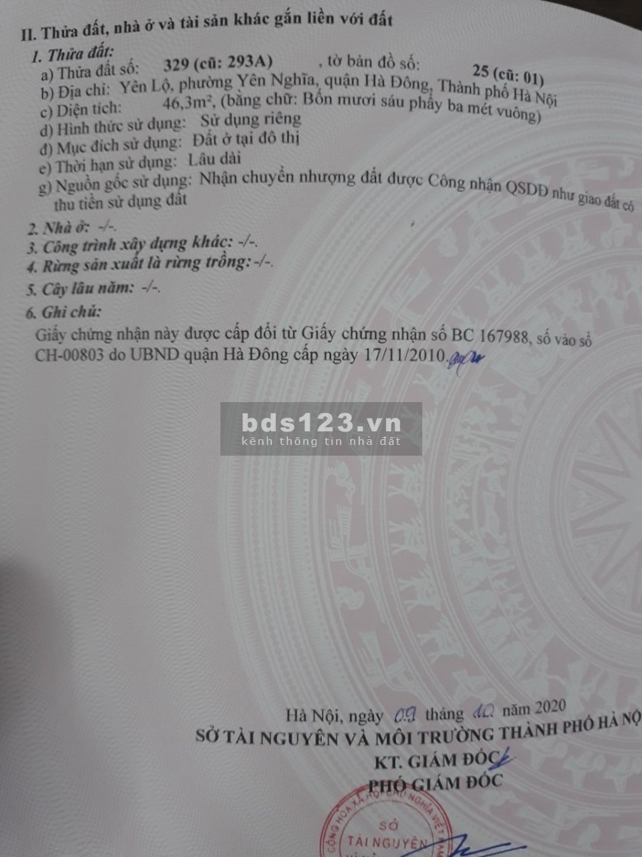 ĐẤT ĐẸP MUỐN BÁN:ở tổ 13 yên nghĩa diện tích 50m2 LH: em toàn 0967108196
