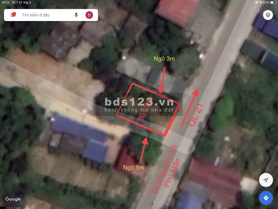 Chính chủ bán mảnh 251,2m mặt đường trục chính Phú Mãn Quốc Oai Hà Nội (cách QL21 400m) Ảnh thực tế