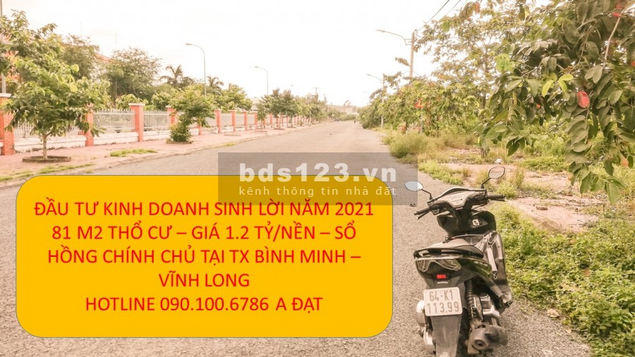 Chốt cọc nhanh nhận vị trí đất đẹp thổ cư 100% KDT BÌNH MINH VĨNH LONG