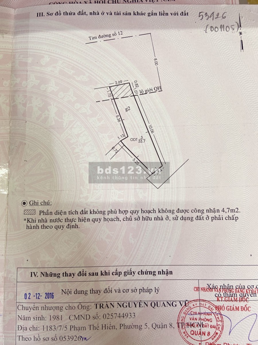 Cần bán nhà mặt tiền 119 Lê Quyên P5 Q8